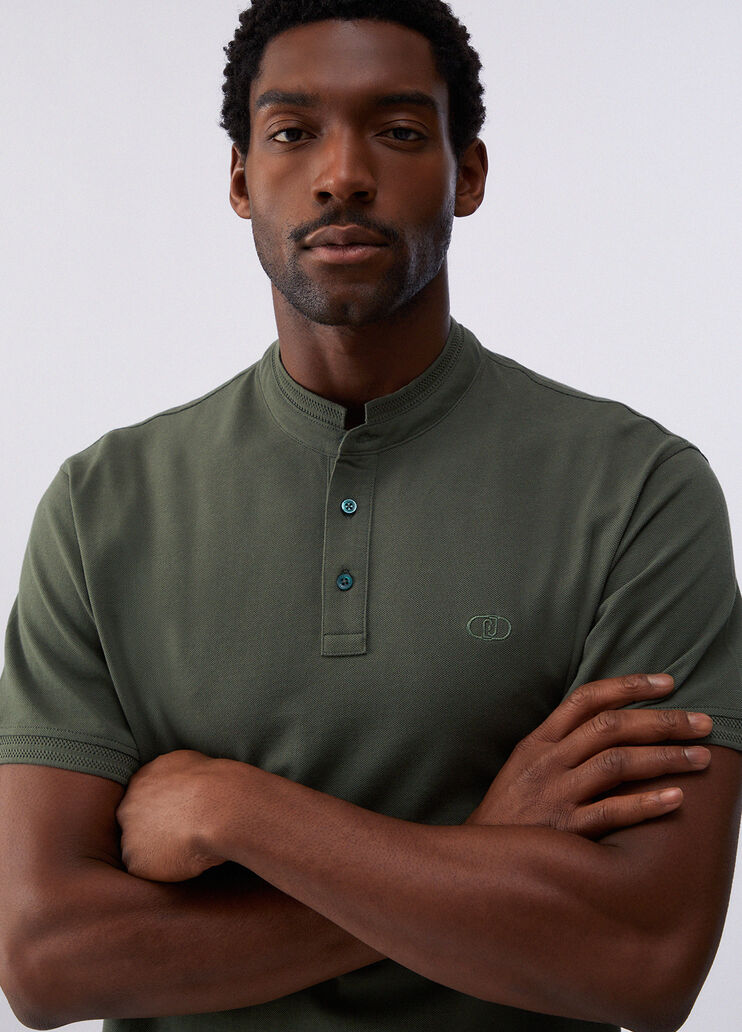 Pique polo-shirt with Mandarin collar thyme green Liu Jo - medium