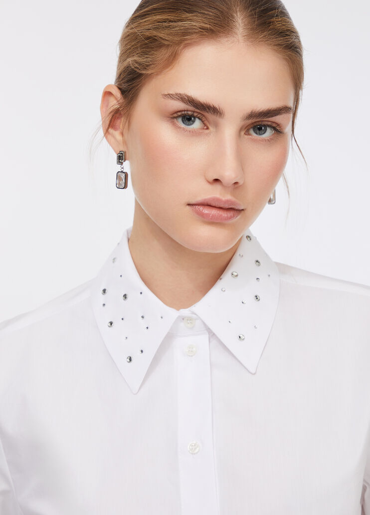 Poplin shirt with rhinestones white Liu Jo - large image number 3