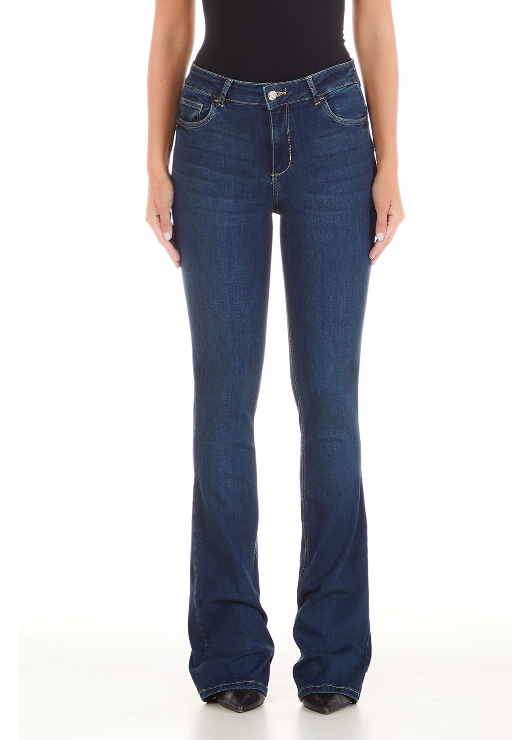 Джинсы клёш высокой посадки синий деним Liu Jo - large image number 0