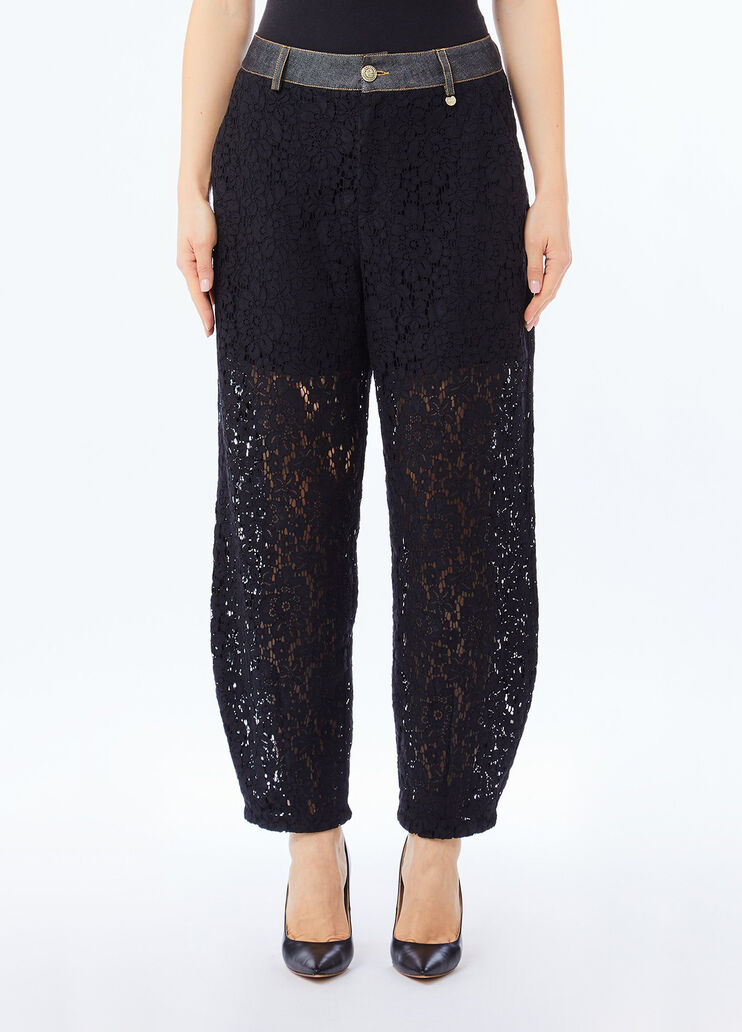 Lace trousers black denim Liu Jo - medium