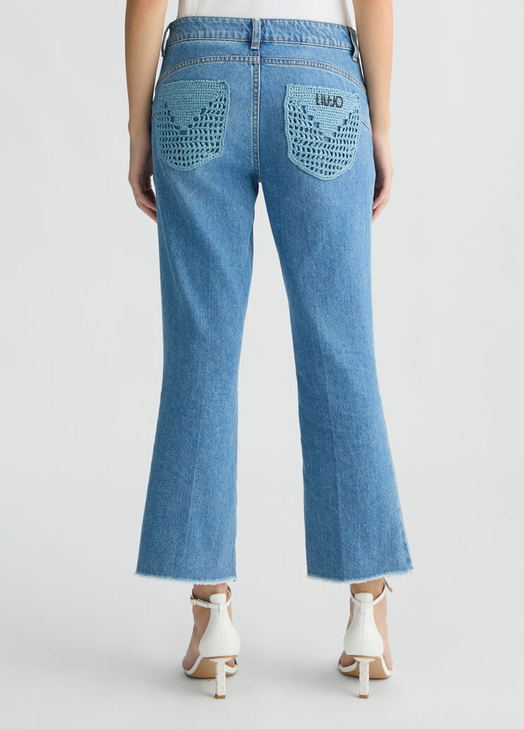 Bootcut jeans with crochet pockets blue denim Liu Jo - large image number 1 Bootcut jeans with crochet pockets blue denim Liu Jo - large image number 1