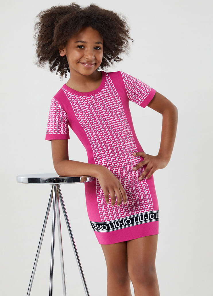 Eco-friendly knit dress pink / white / black Liu Jo - large image number 2 Eco-friendly knit dress pink / white / black Liu Jo - large image number 2