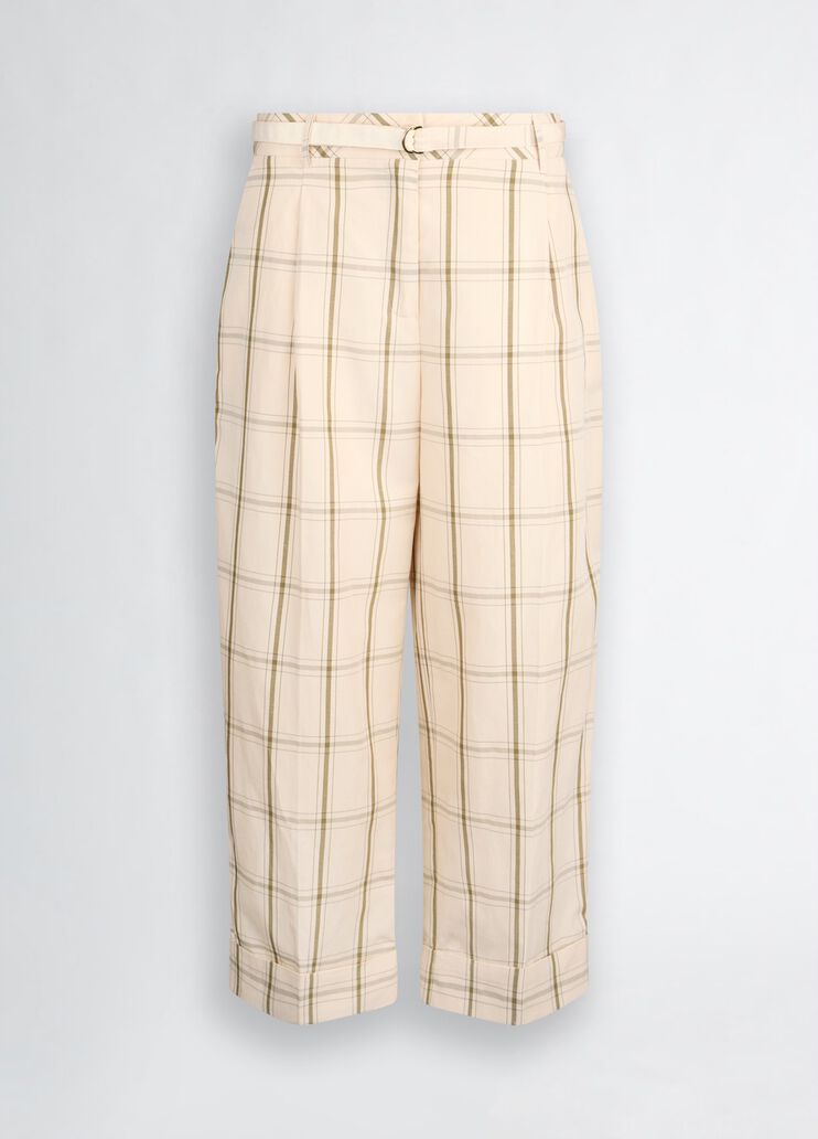 Linen-blend check trousers beige Liu Jo - large image number 6 Linen-blend check trousers beige Liu Jo - large image number 6