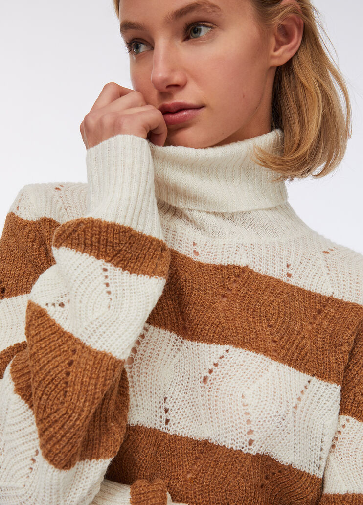 Striped wool and alpaca polo-neck white Liu Jo - large image number 2