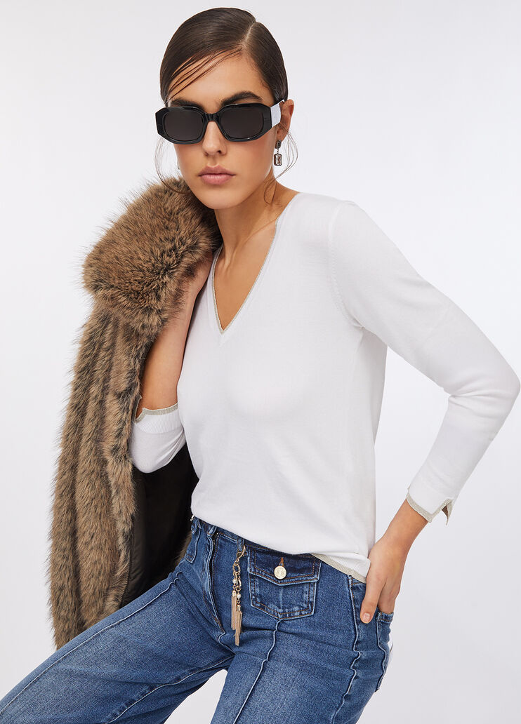 V-neck jumper white wool Liu Jo - medium