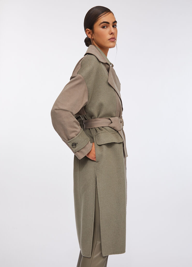 Double-breasted wool trench coat asparagus Liu Jo - large image number 2 Double-breasted wool trench coat asparagus Liu Jo - large image number 2