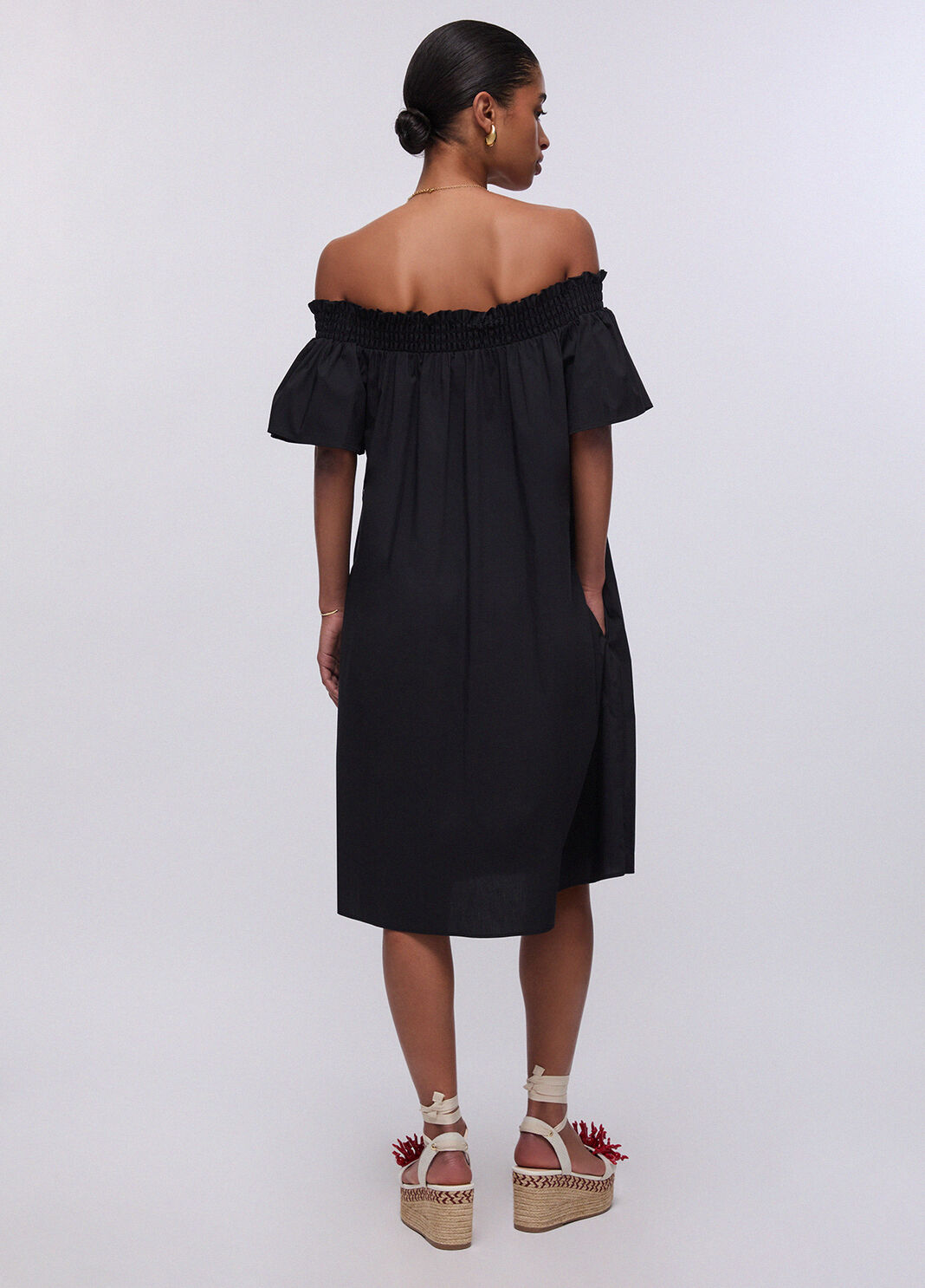 Abito corto con scollo bardot nero Liu Jo - large image number 1