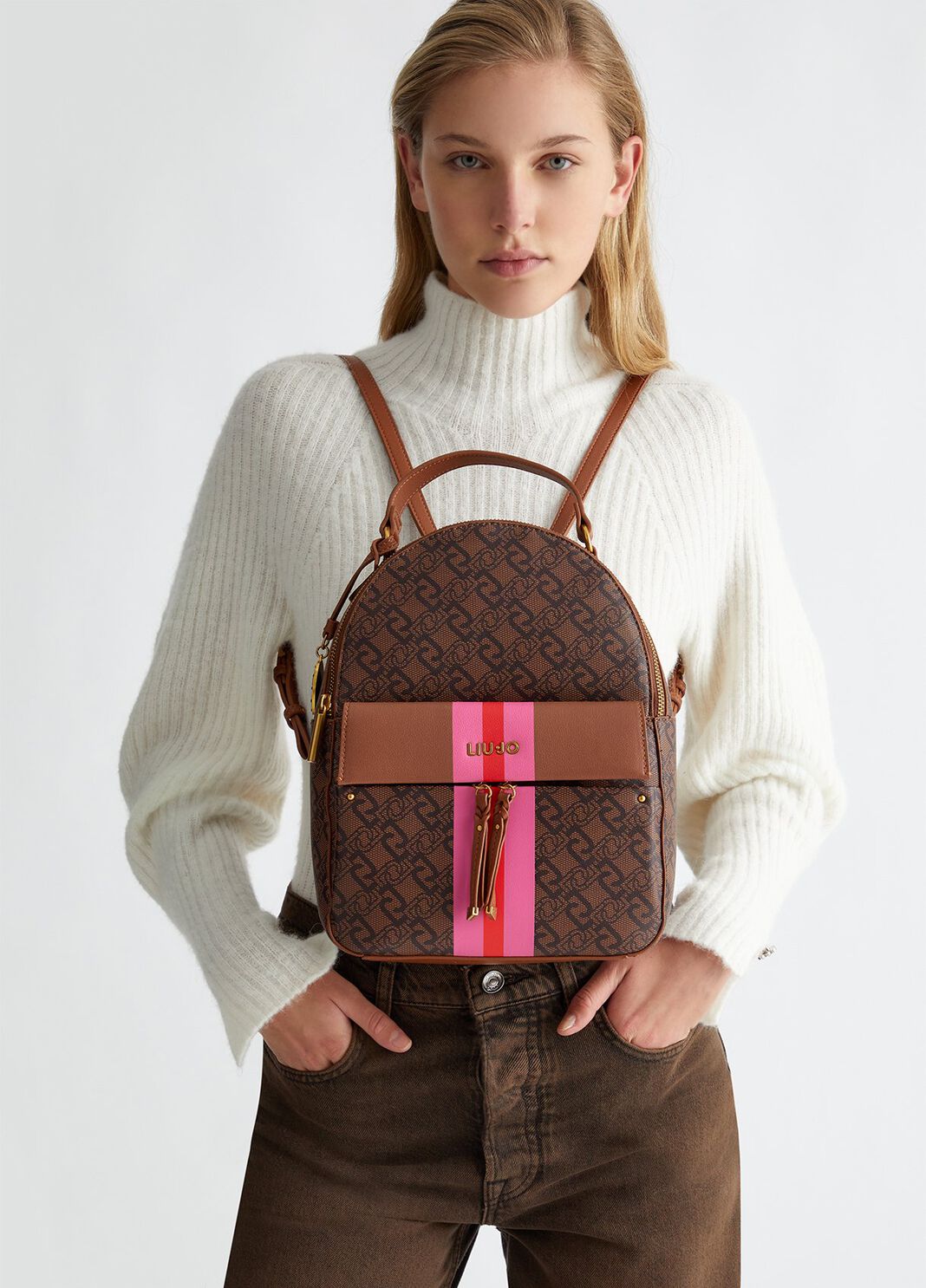 Sac &agrave; dos monogramm&eacute; marron Liu Jo - large image number 0