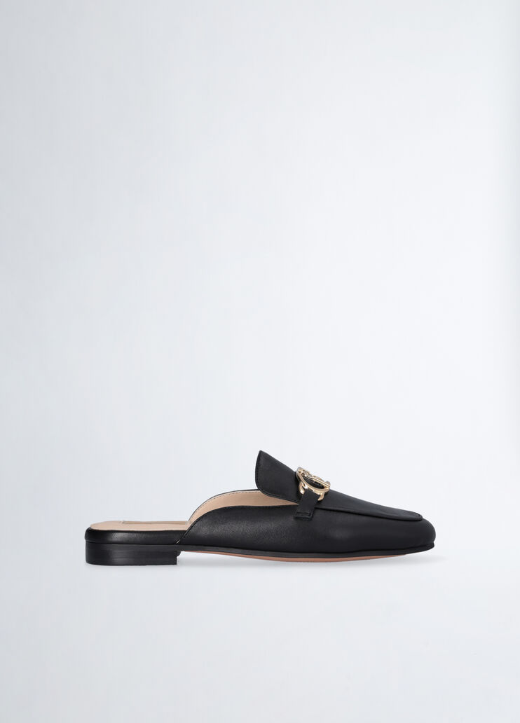 Leather slippers with logo black Liu Jo - medium Leather slippers with logo black Liu Jo - medium