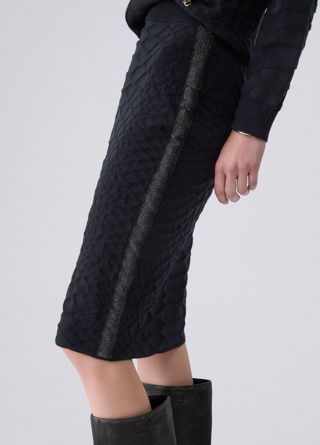 Jacquard Knit Midi Skirt black Liu Jo - large image number 4