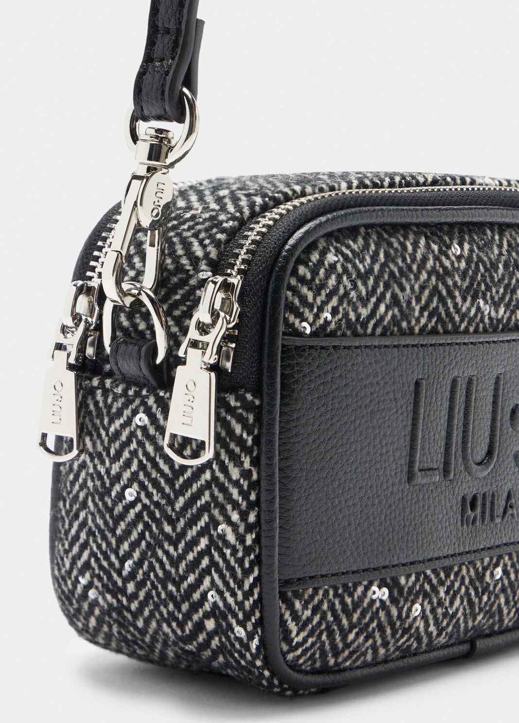 Маленькая сумка из шевронного материала с пайетками черный Liu Jo - large image number 5