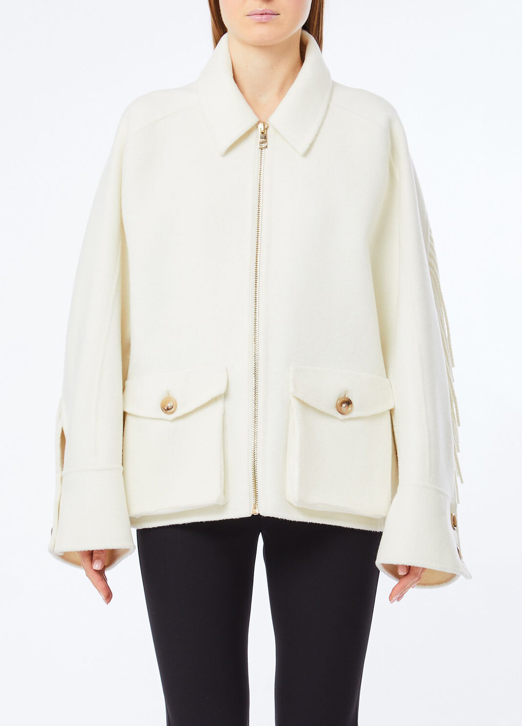 Wool pea coat with fringes butter Liu Jo - large image number 0