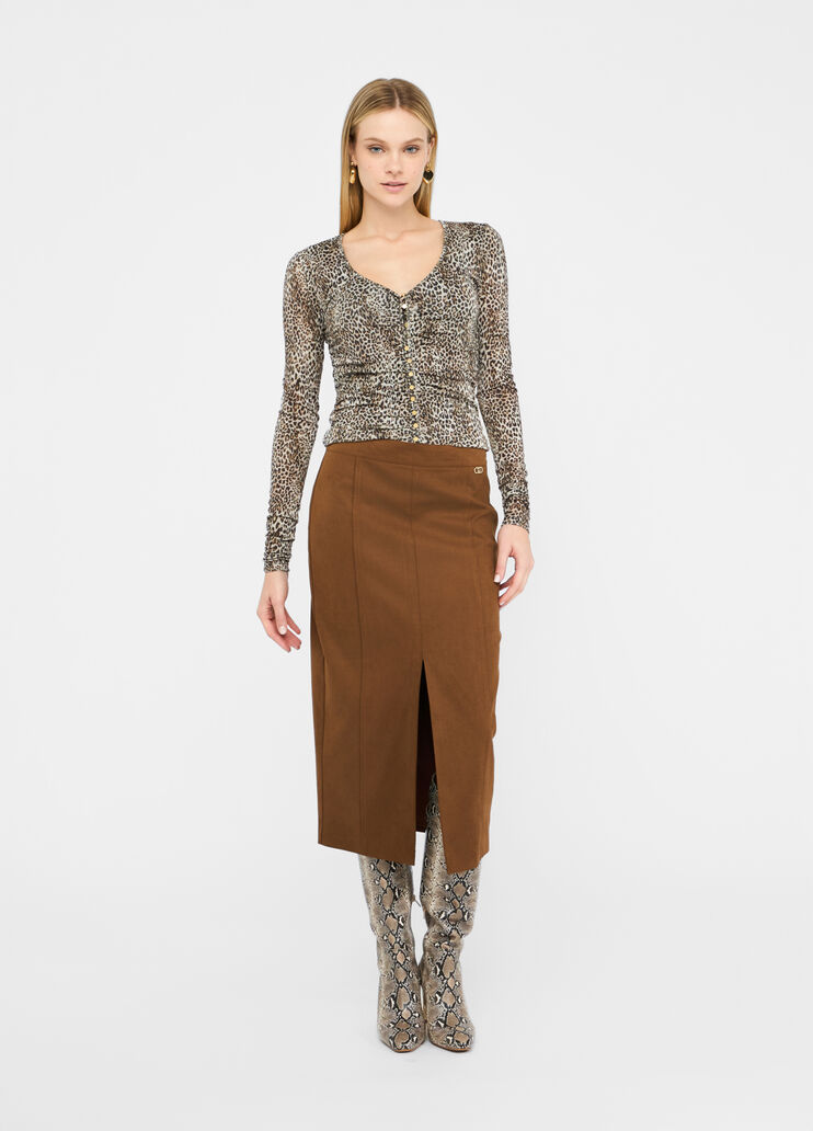 Midi skirt with slit caramel Liu Jo - medium Midi skirt with slit caramel Liu Jo - medium