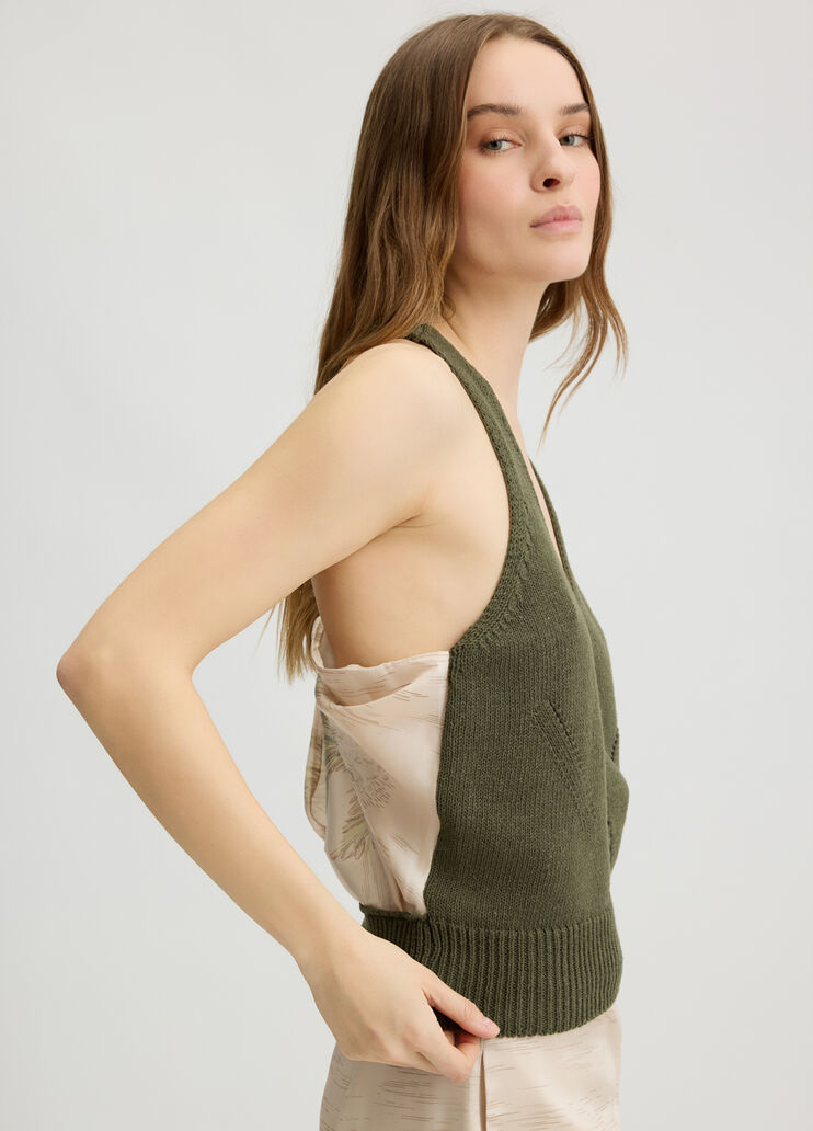 Knit top with cut-out detailing khaki green Liu Jo - large image number 3 Knit top with cut-out detailing khaki green Liu Jo - large image number 3