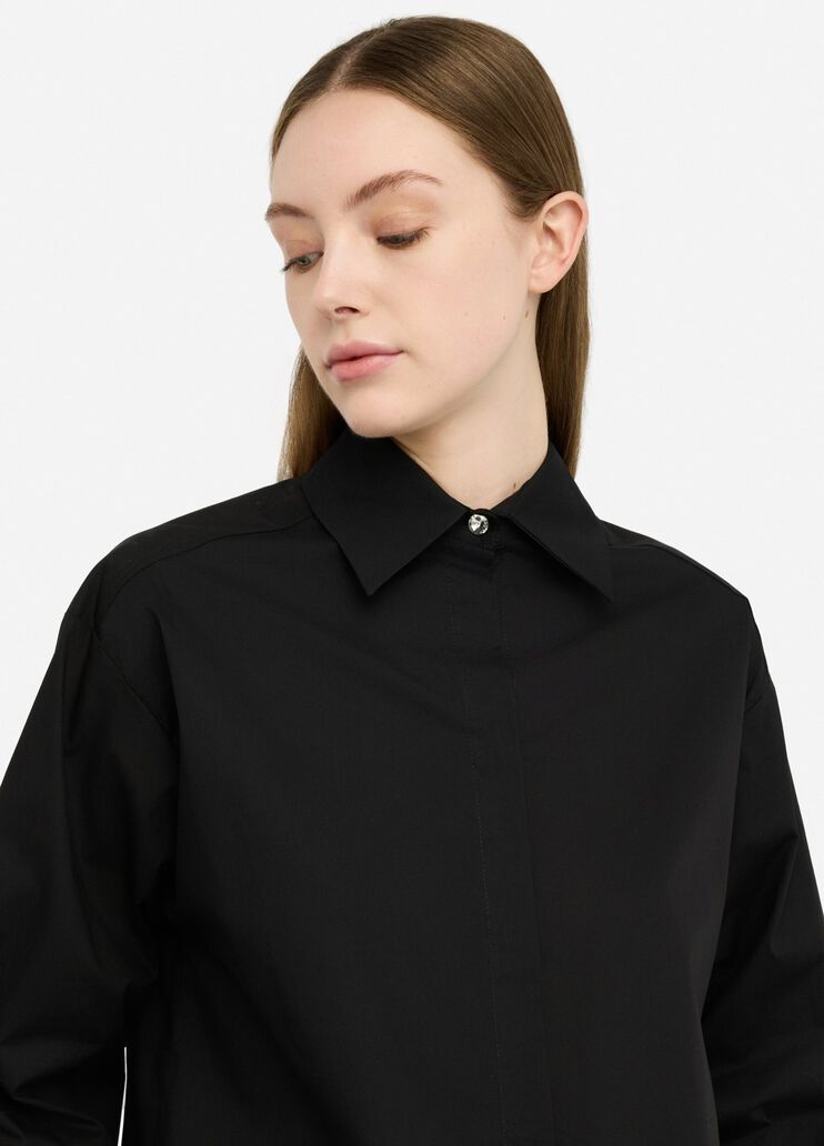 Camisa de popelina con flecos negro Liu Jo - large image number 2 Camisa de popelina con flecos negro Liu Jo - large image number 2