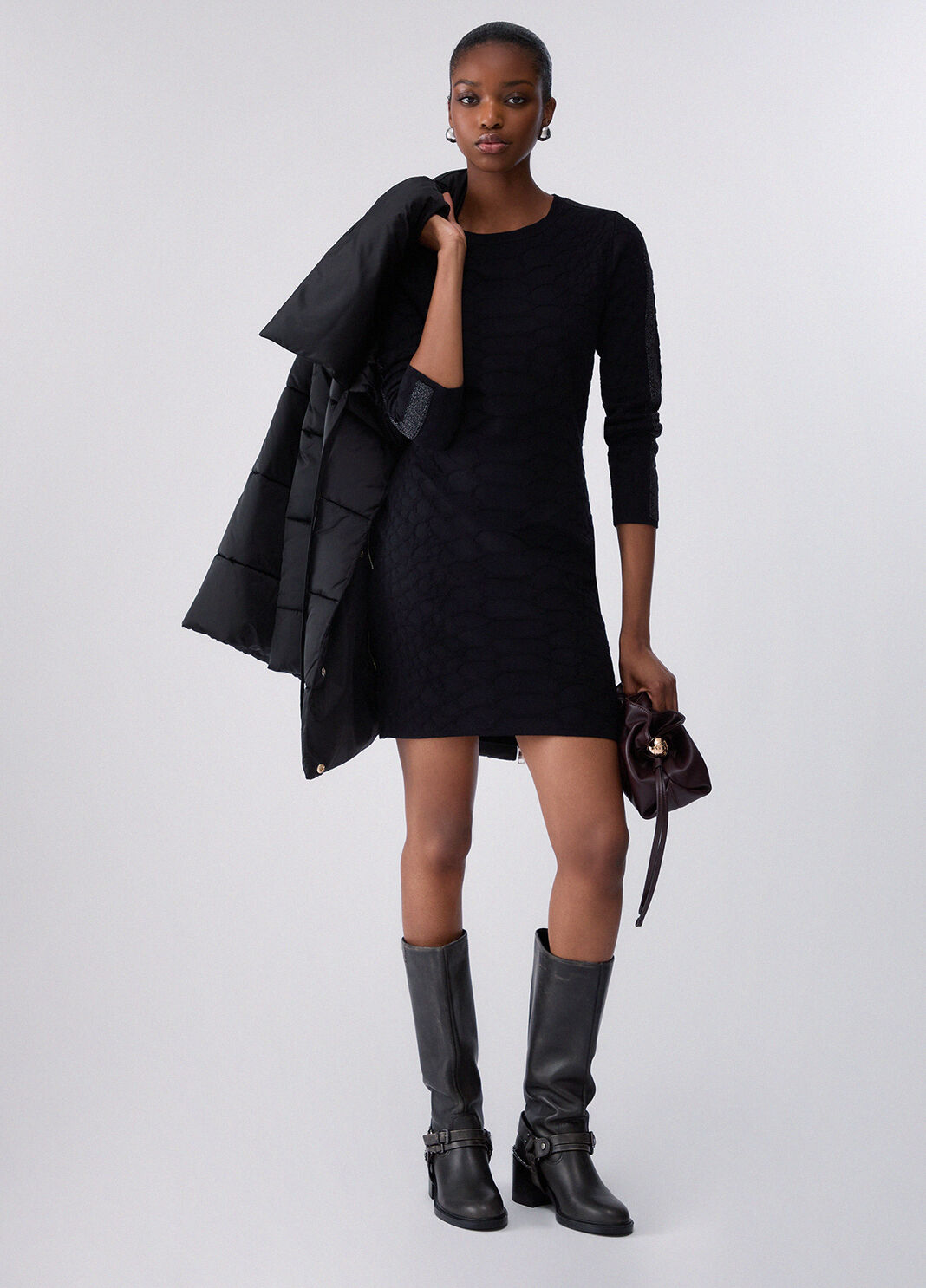 Kurzes Kleid aus Strick Jacquard schwarz Liu Jo - large image number 5