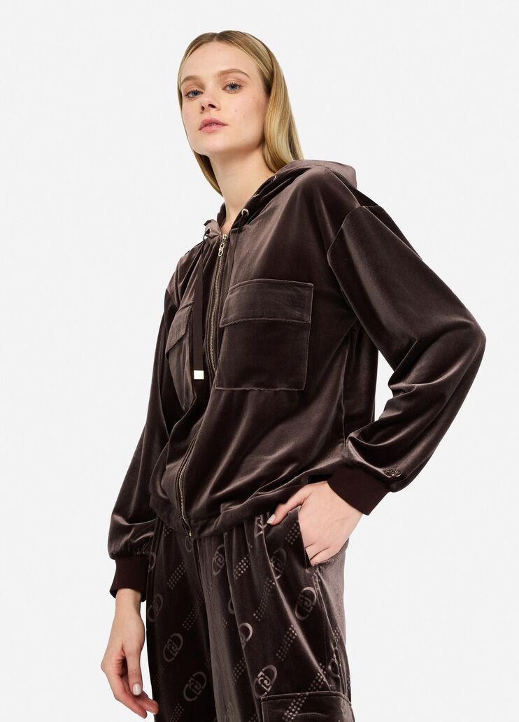 Chenille hoodie chocolate Liu Jo - medium Chenille hoodie chocolate Liu Jo - medium