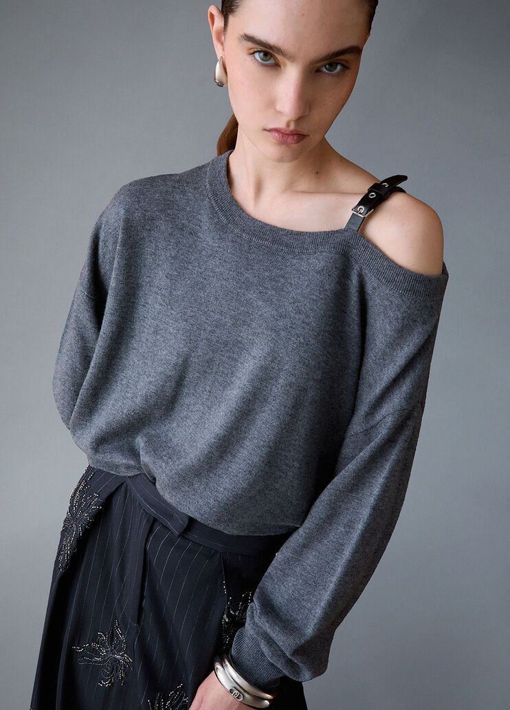 Knit in wool with buckle grey m&eacute;lange Liu Jo - medium