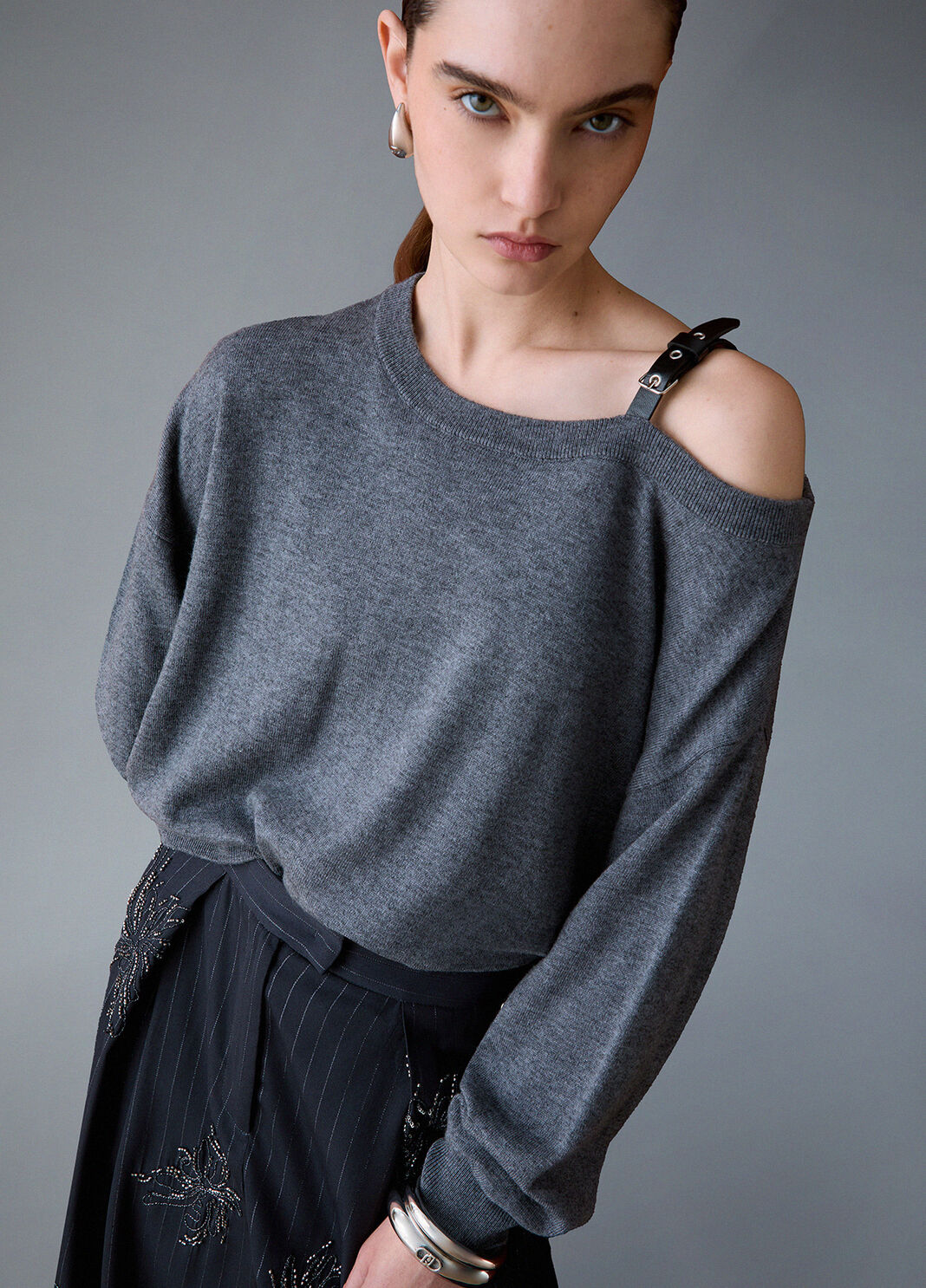 Knit in wool with buckle grey m&eacute;lange Liu Jo - large image number 3