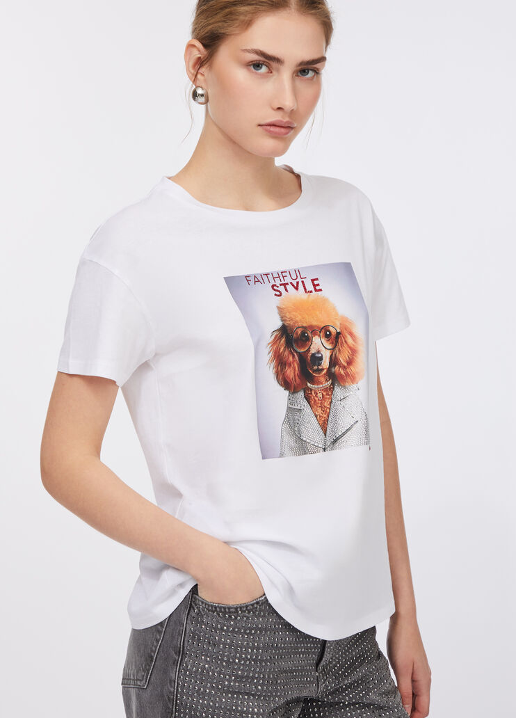 Printed T-shirt with rhinestones white Liu Jo - large image number 2