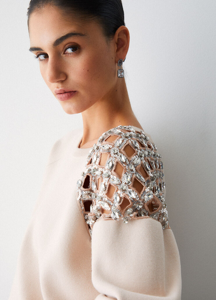 Jersey con bordado de pedrería blanco Liu Jo - medium