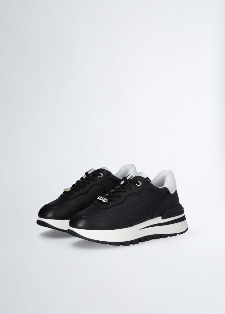 Leather sneakers with openwork logo black Liu Jo - large image number 2 Leather sneakers with openwork logo black Liu Jo - large image number 2
