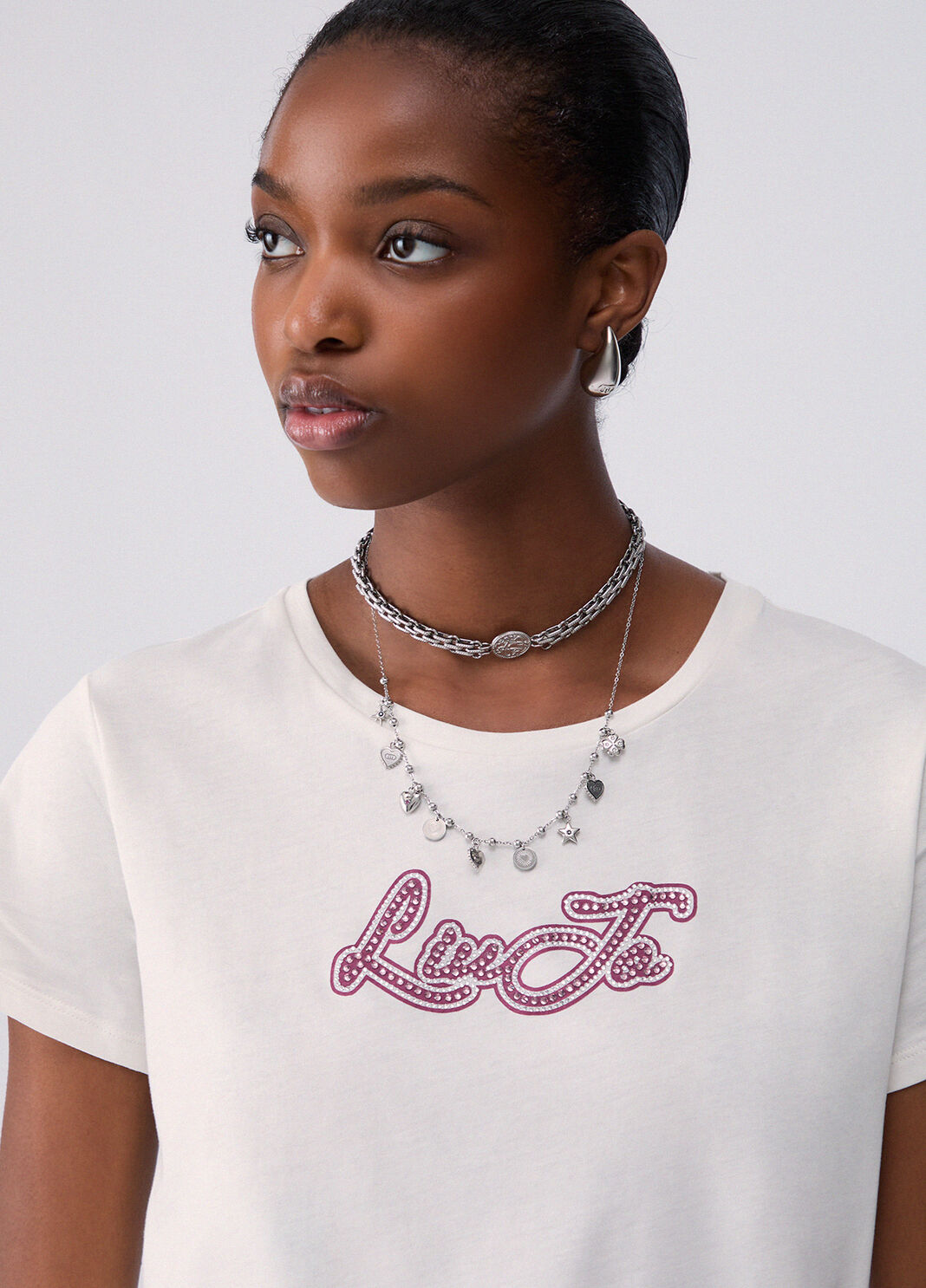 Jersey T-shirt with Logo white wool Liu Jo - large image number 4