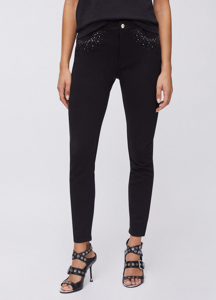 Pantalón con strass negro con strass Liu Jo - large image number 0