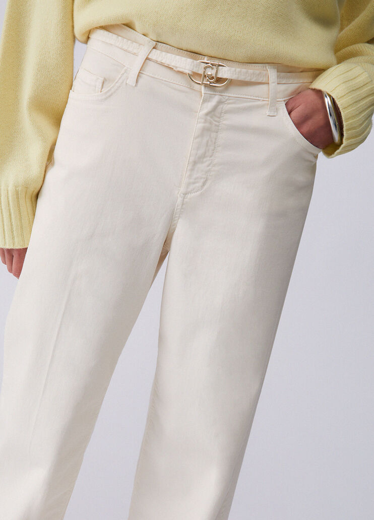 Flared trousers with belt cream Liu Jo - large image number 4