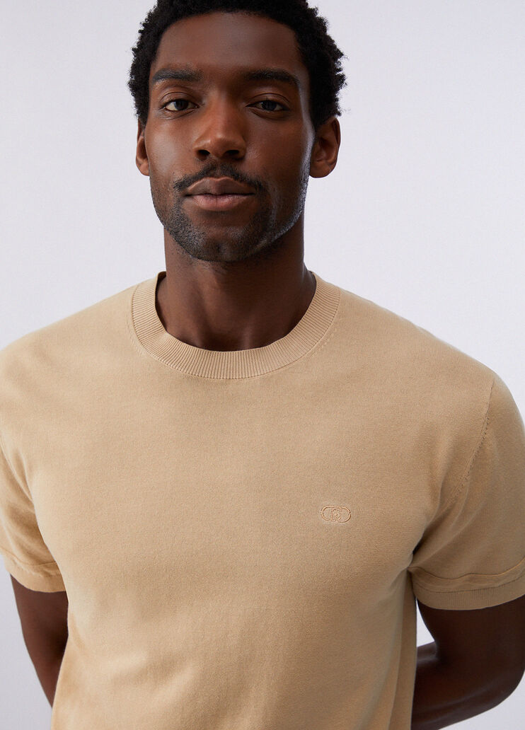 T-Shirt aus Baumwoll-Cr&ecirc;pe Beige Liu Jo - medium