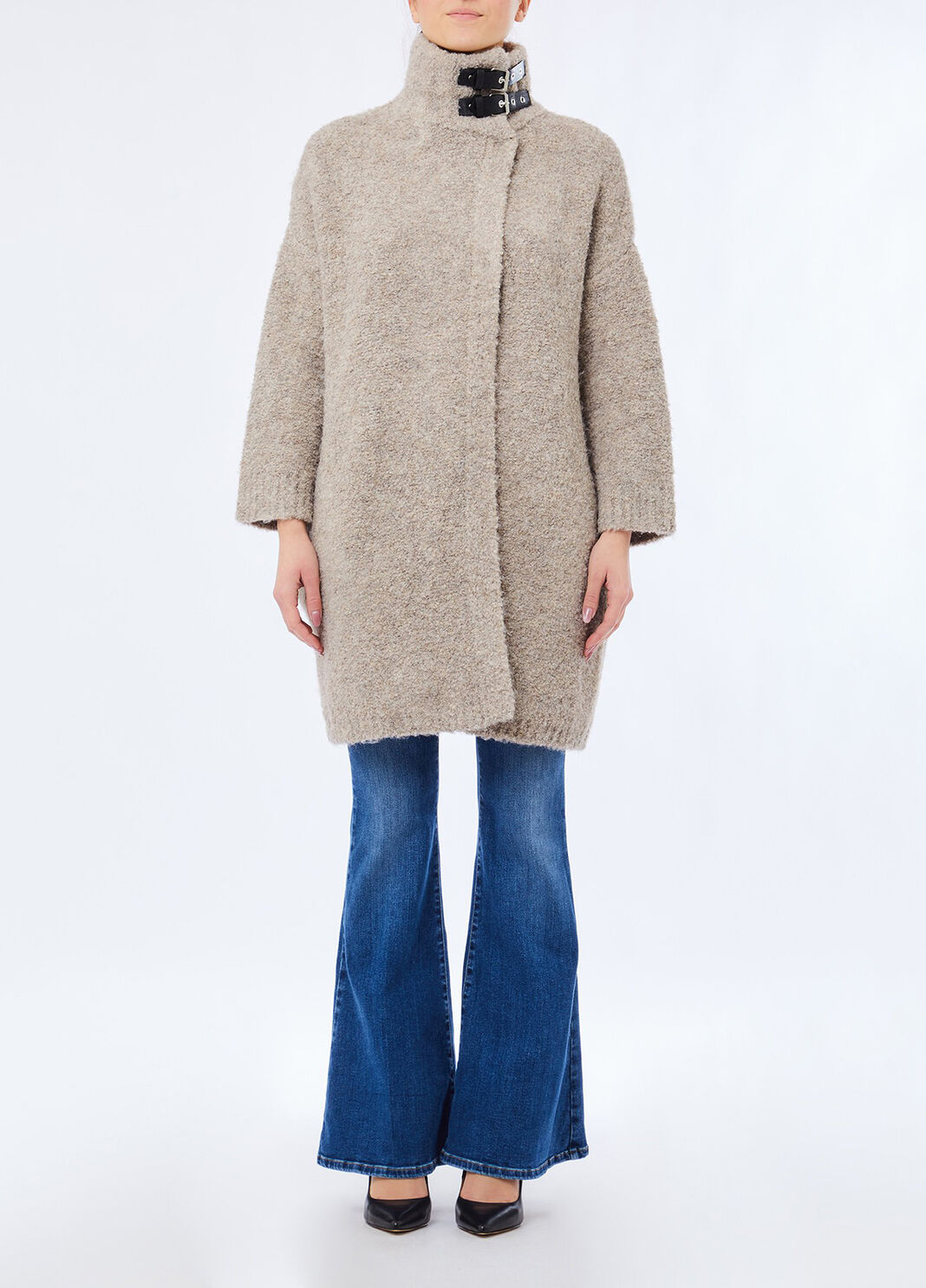 Boucl&eacute;-Strickmantel Dunkelbeige Liu Jo - large image number 2