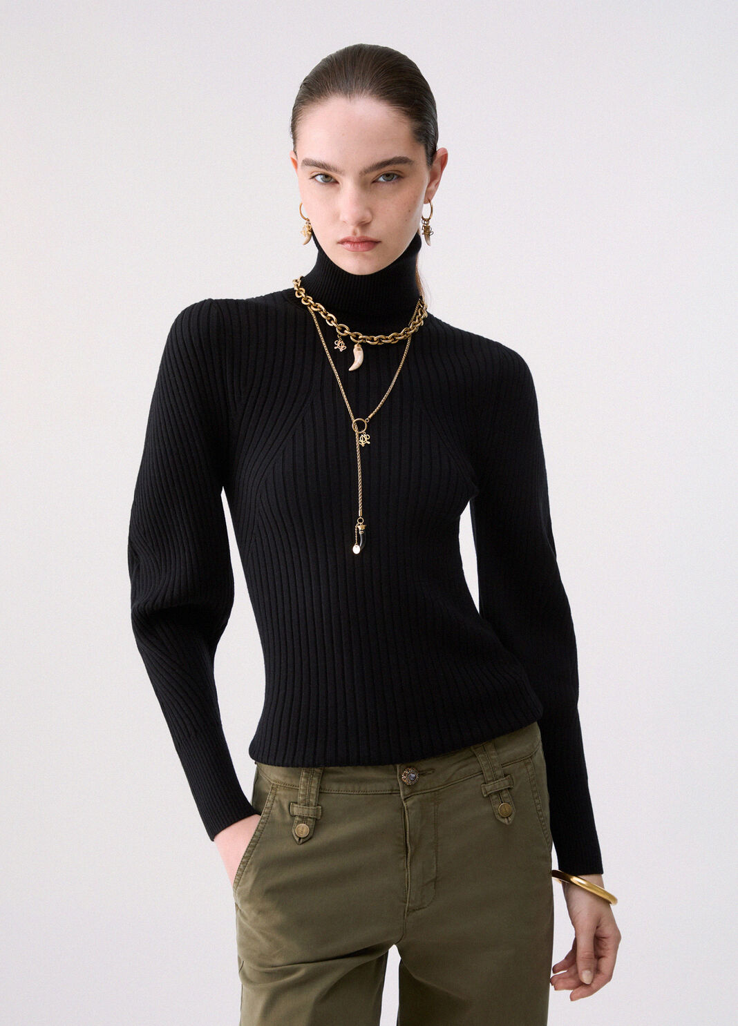 Rollkragenpullover mit Ballon&auml;rmeln schwarz Liu Jo - large image number 0