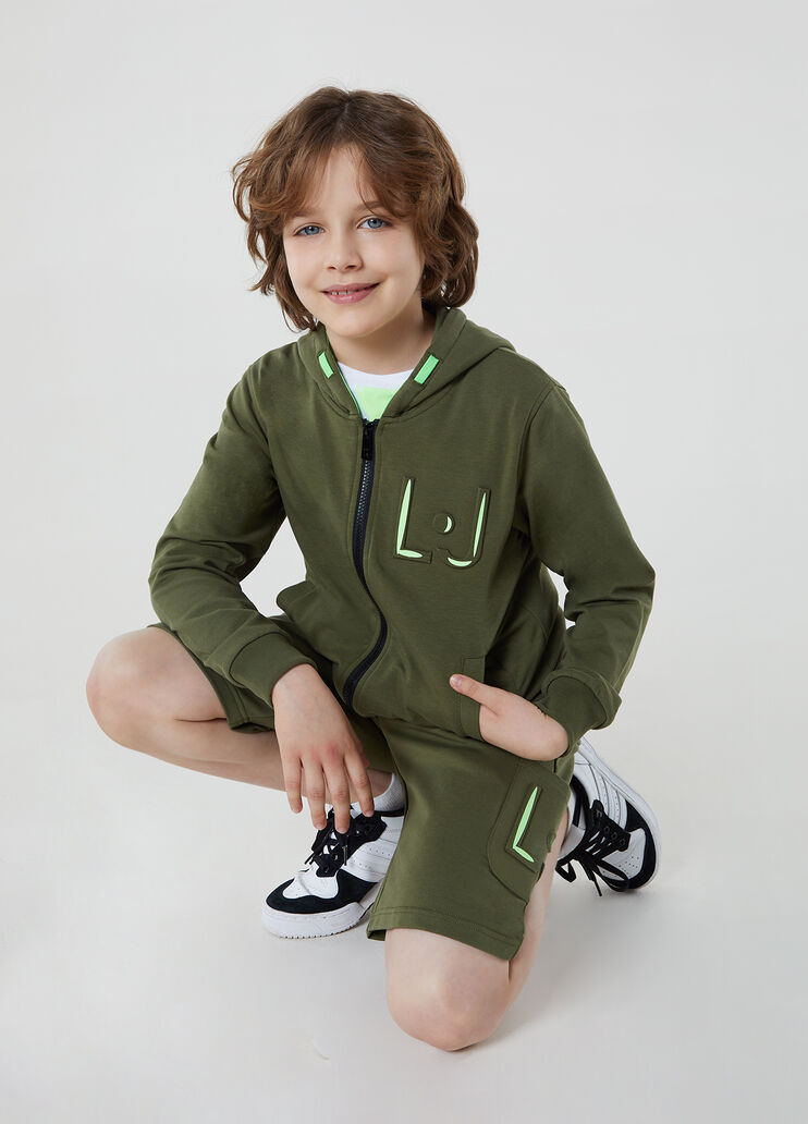 Hooded sweatshirt with zip olive green Liu Jo - large image number 3 Hooded sweatshirt with zip olive green Liu Jo - large image number 3