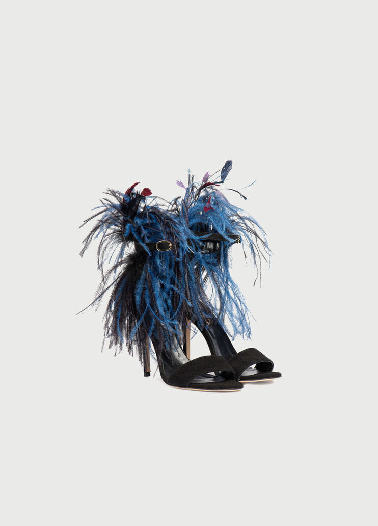 Heeled sandals with feathers Black Liu Jo - large image number 1 Heeled sandals with feathers Black Liu Jo - large image number 1