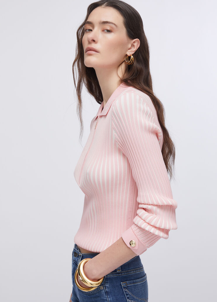 Ribbed Henley jumper pink Liu Jo - large image number 4