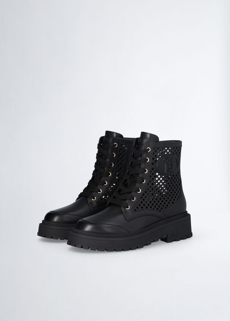 Perforated leather combat boots black Liu Jo - large image number 2 Perforated leather combat boots black Liu Jo - large image number 2