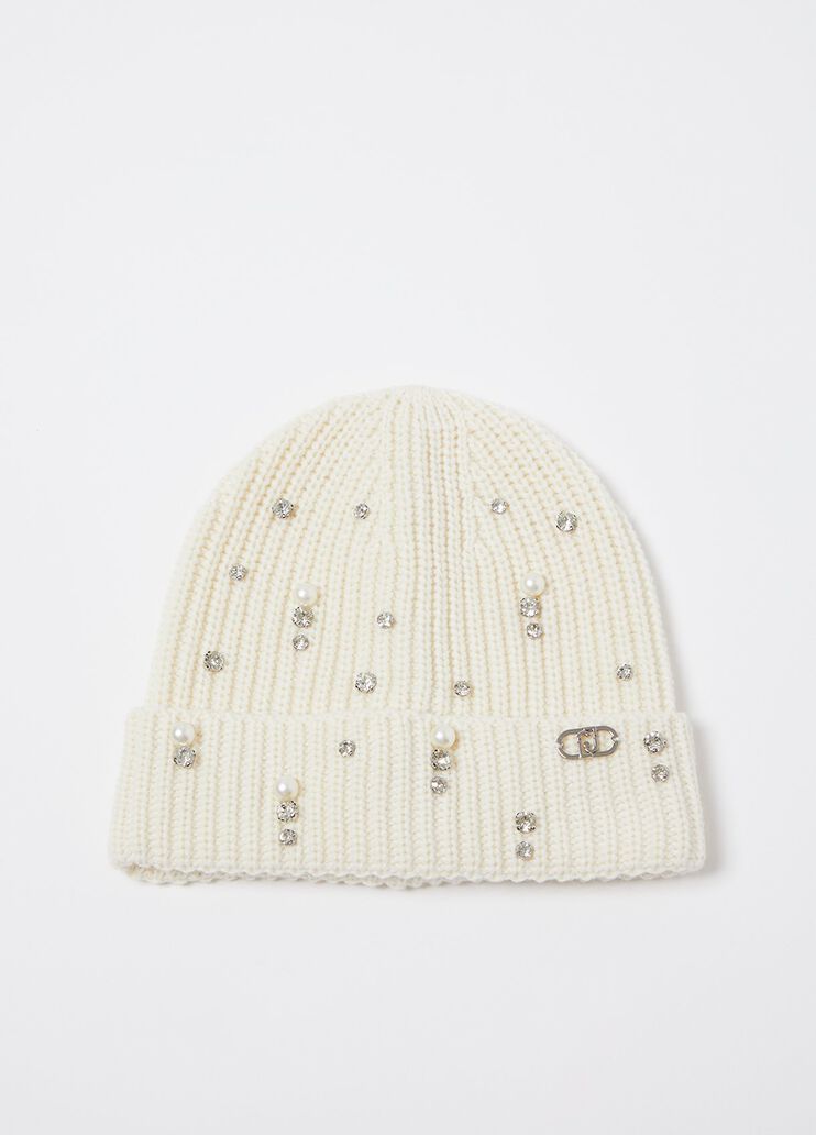Beanie-M&uuml;tze mit Strass und Perlen Butter Liu Jo - medium