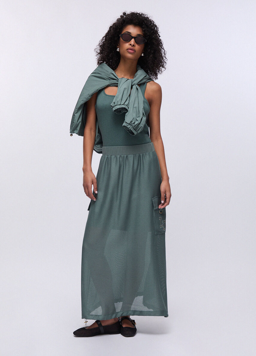 Long mesh skirt colour khaki green | Liu Jo