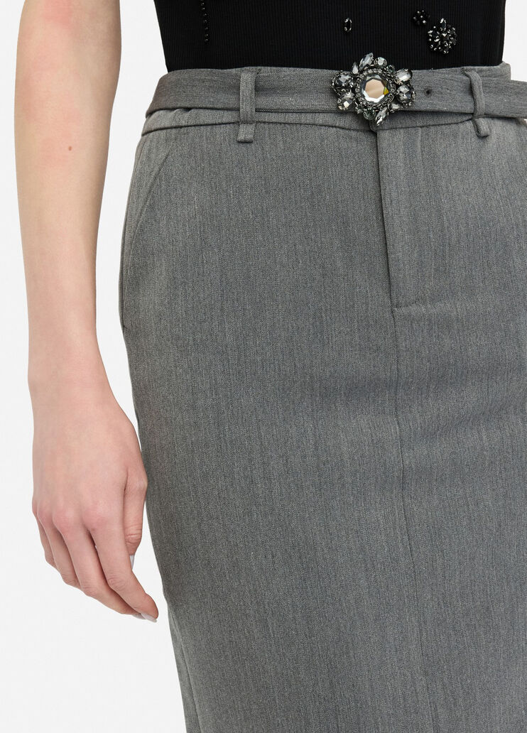 Midi skirt with bejewelled belt grey Liu Jo - large image number 4