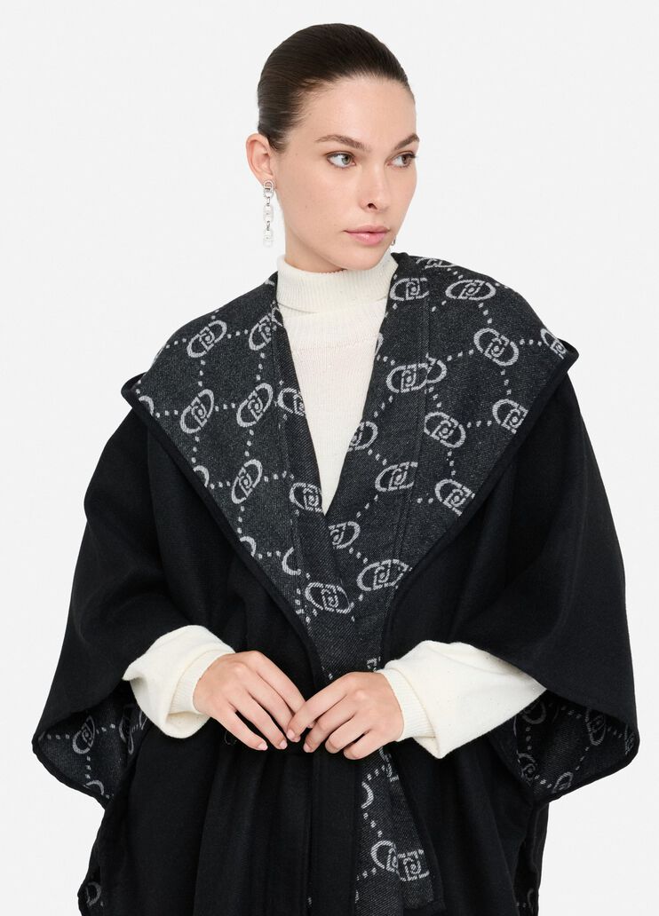 Poncho with hood black Liu Jo - medium Poncho with hood black Liu Jo - medium