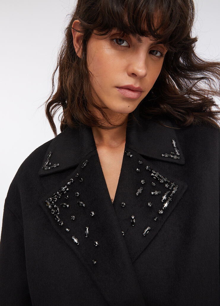 Wollmantel mit Schmuckstickerei Schwarz Liu Jo - large image number 2 Wollmantel mit Schmuckstickerei Schwarz Liu Jo - large image number 2
