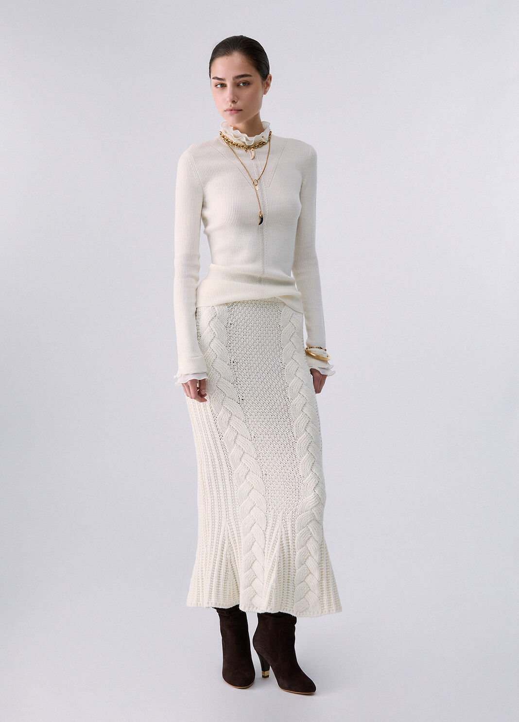 Knit Midi Skirt white wool Liu Jo - large image number 5