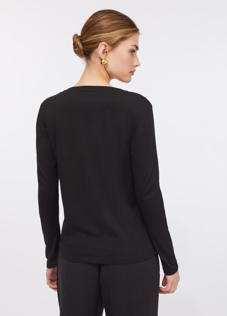 Cotton T-shirt with logo black/monogram Liu Jo - large image number 1