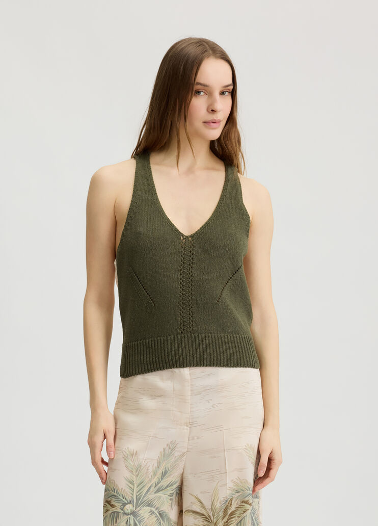 Knit top with cut-out detailing khaki green Liu Jo - large image number 0 Knit top with cut-out detailing khaki green Liu Jo - large image number 0