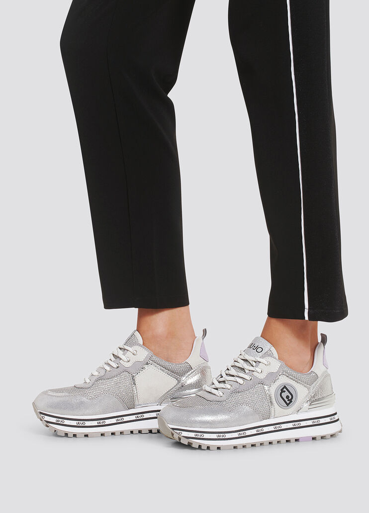 Crackle-effect platform sneakers silver Liu Jo - large image number 3