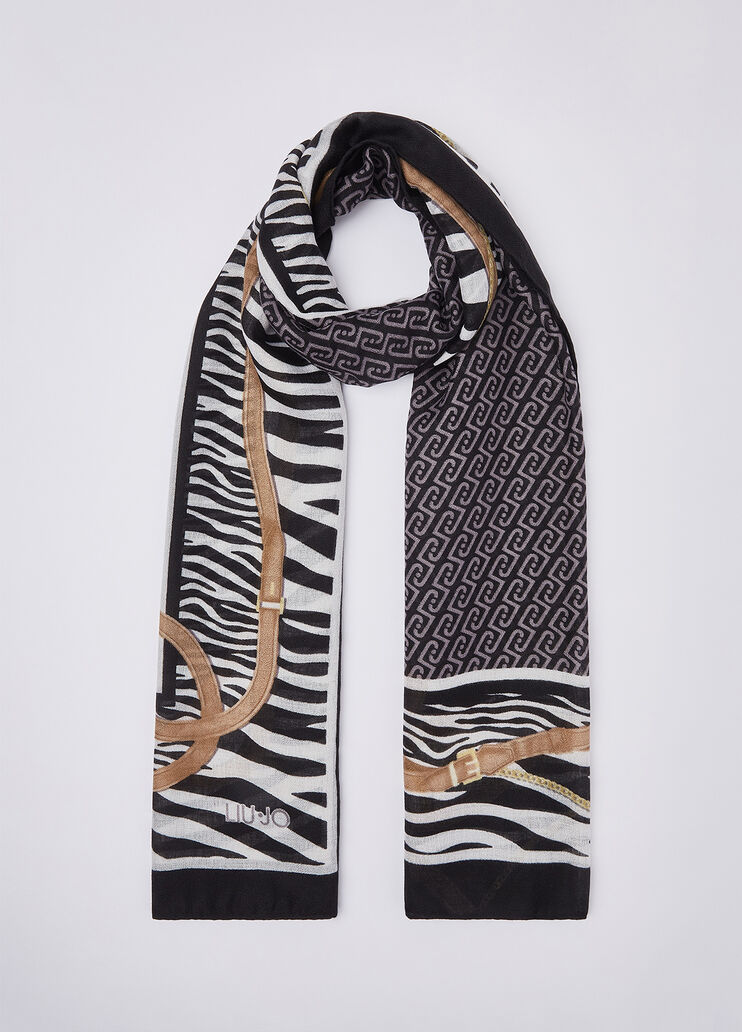Animal Print Stole with Straps black Liu Jo - medium