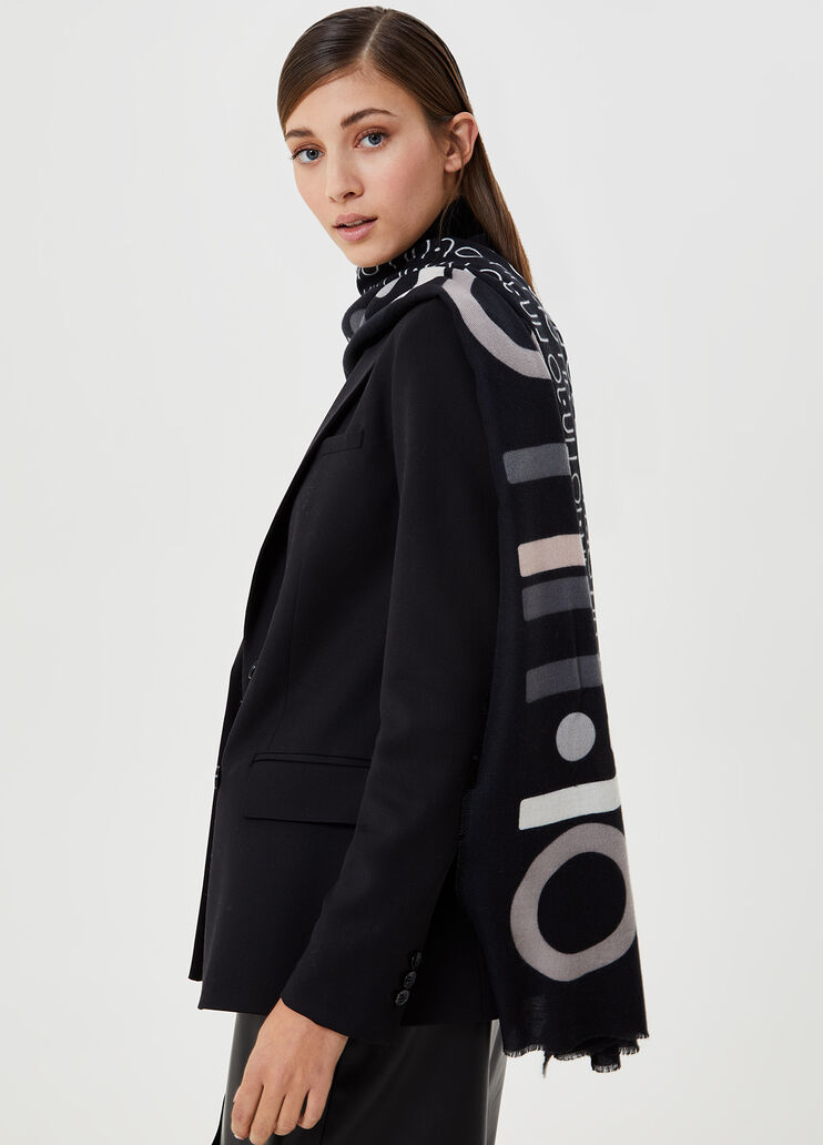 Shawl with logo Black Liu Jo - large image number 1 Shawl with logo Black Liu Jo - large image number 1
