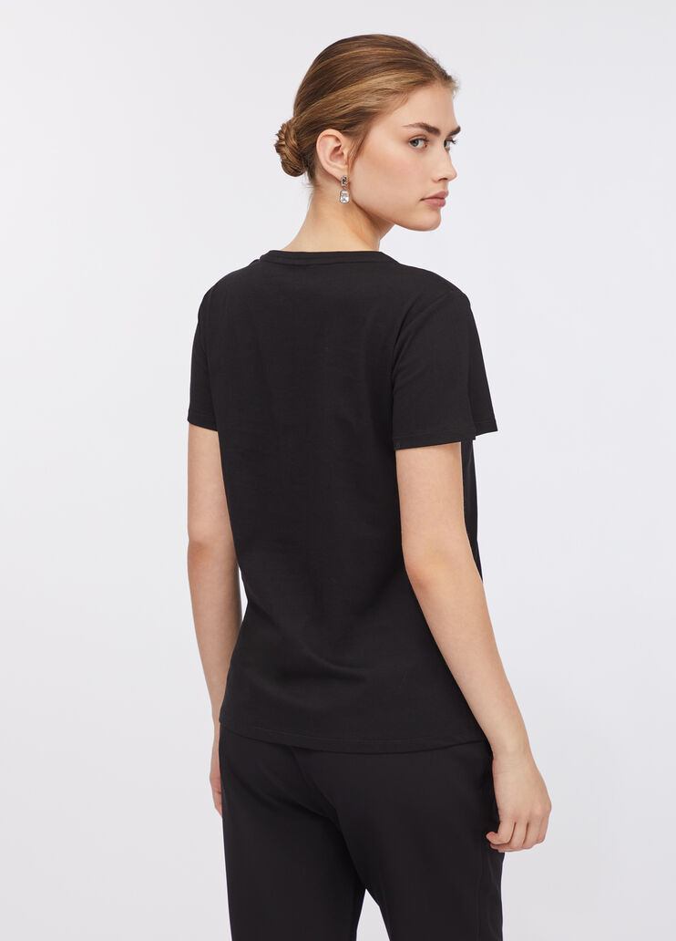 Cotton T-shirt black/monogram Liu Jo - large image number 1