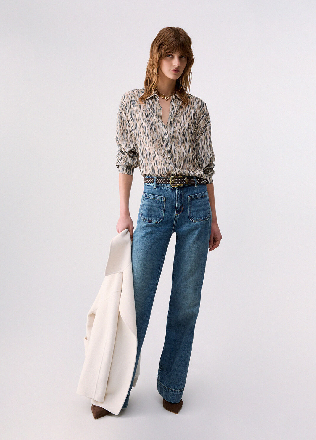 Shirt in cr&ecirc;pe printed micro animal-print Liu Jo - large image number 3
