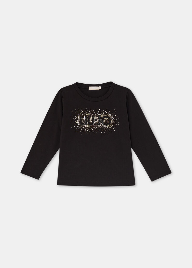 Cotton T-shirt with logo and rhinestones black Liu Jo - large image number 3 Cotton T-shirt with logo and rhinestones black Liu Jo - large image number 3